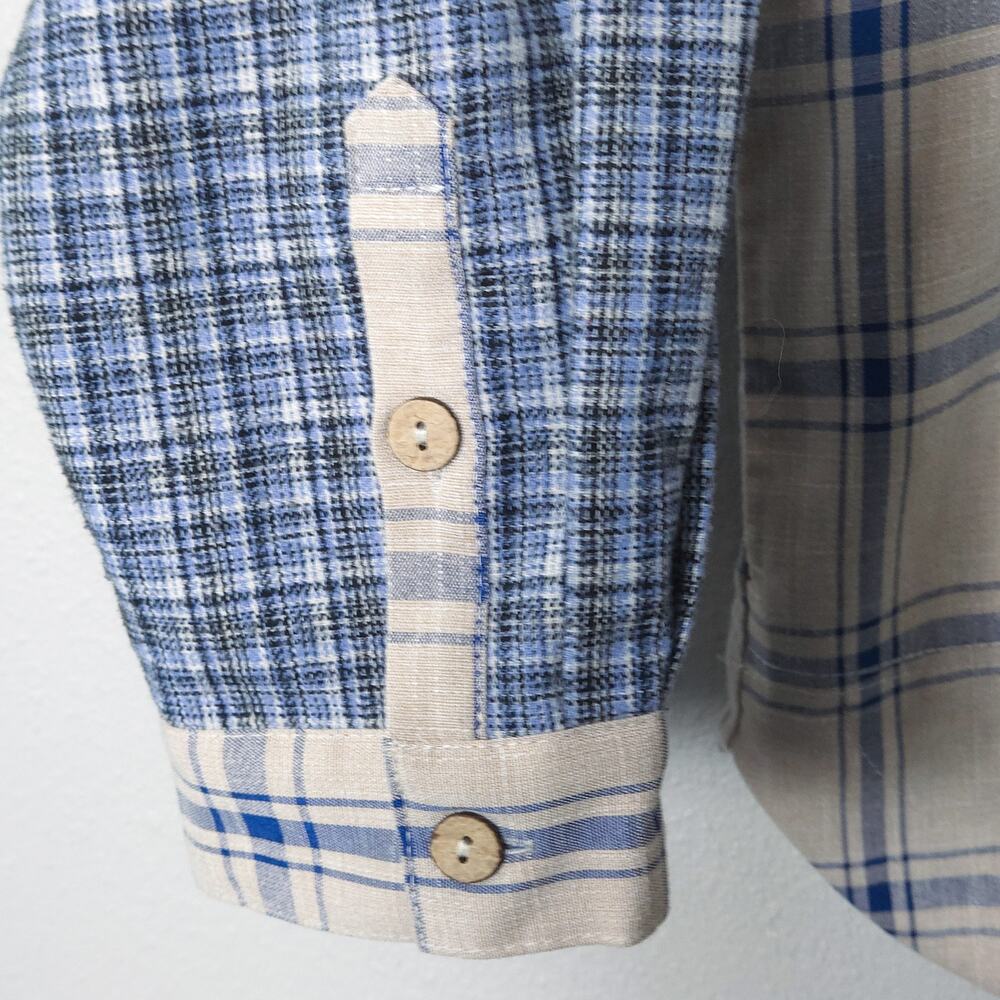 Listicle Plaid Button Down Shirt Blue White Size L Coastal Normcore - Picture 7 of 10